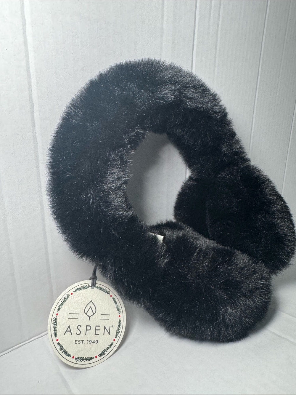 Aspen Plush Black Faux Fur Ear Muffs